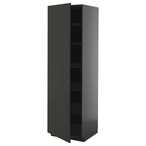 Armoire de cuisine METOD noire, design moderne avec étagères réglables.