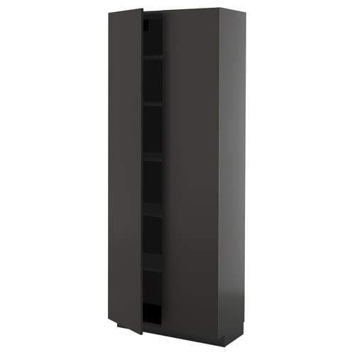 Armoire de cuisine METOD noire avec étagères réglables, design moderne et épuré.