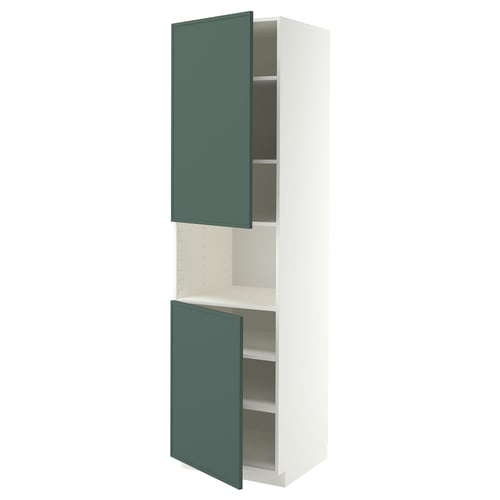 METOD Armoire micro-ondes+2ptes/tablette, blanc/Aspudden gris-vert foncé, 60x60x220 cm
