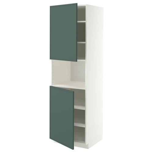 METOD Armoire micro-ondes+2ptes/tablette, blanc/Aspudden gris-vert foncé, 60x60x200 cm
