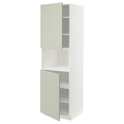 Armoire de cuisine METOD en vert avec étagère réglable et portes battantes.