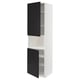 Meuble de cuisine ikea METOD blanc et noir avec portes ouvertes.