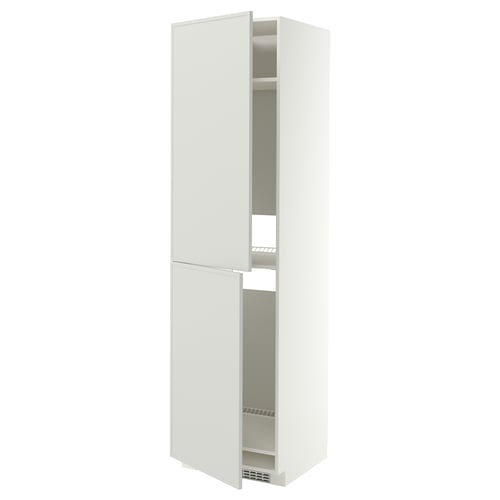 METOD Armoire pour réfrig./congélateur, blanc/Aspudden gris clair, 60x60x220 cm