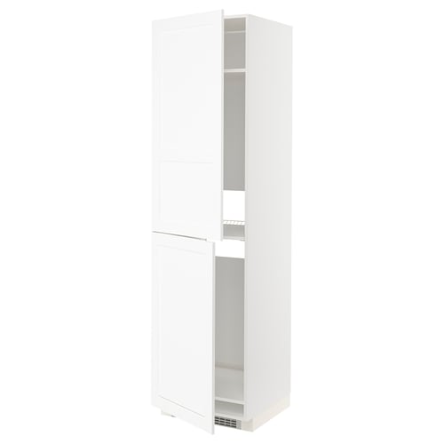 METOD Armoire pour réfrig./congélateur, blanc Enköping/blanc effet bois, 60x60x220 cm