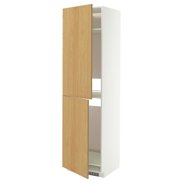 METOD Armoire pour réfrig./congélateur, blanc/Sinarp plaqué chêne, 60x60x220 cm