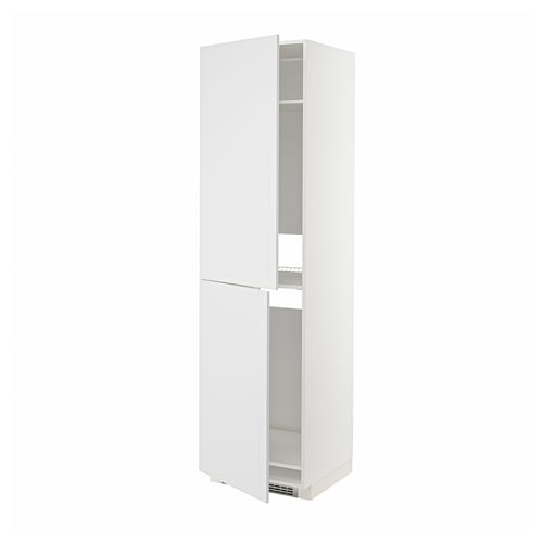 Armoire METOD blanche, finition lisse, portes doubles, étagères réglables.