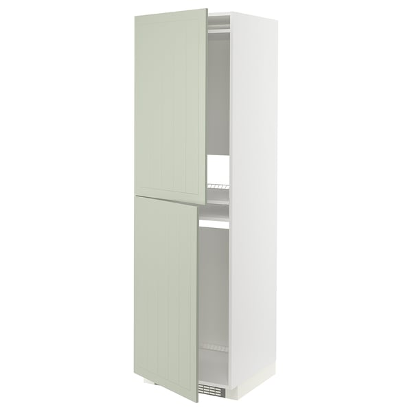 Armoire de cuisine verte METOD avec portes doubles et étagères.
