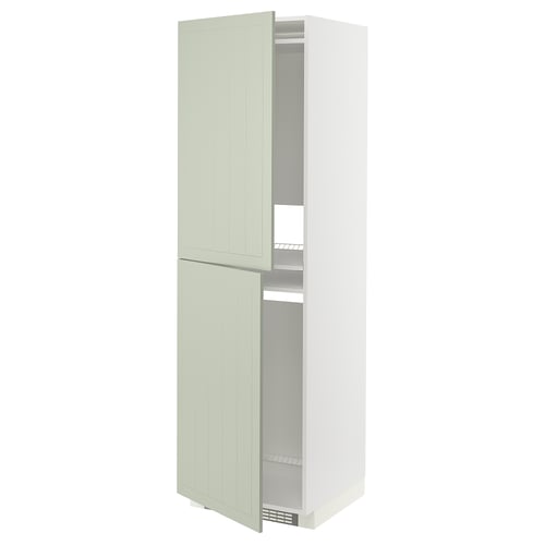 Armoire de cuisine verte METOD avec portes doubles et étagères.
