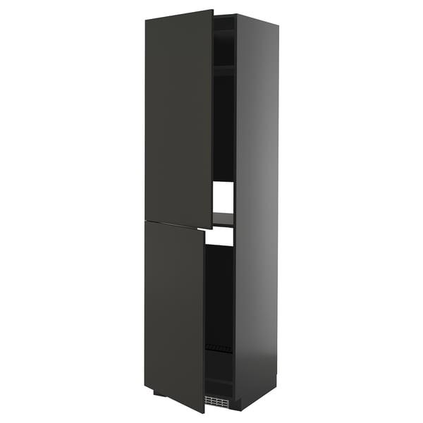 Armoire METOD noire à deux portes, design moderne et élégant.