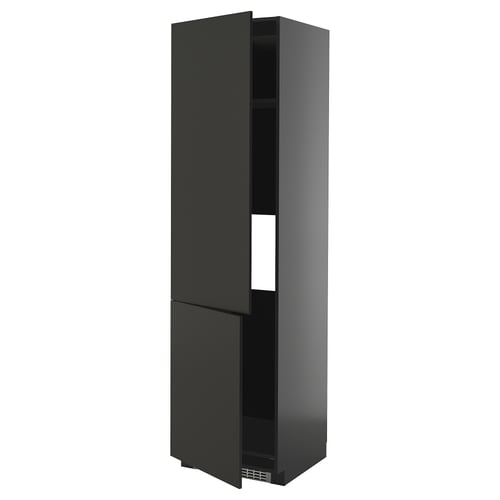 Armoire de cuisine haute noire à deux portes, design moderne d’ikea.