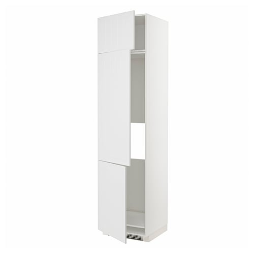 Armoire de cuisine METOD blanche avec façades en stendnelle, dotée d’étagères réglables et d’un design élégant et vertical.