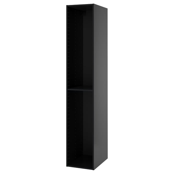 Une grande armoire de cuisine ikea METOD gris foncé avec une seule étagère. Il est élégant, moderne et conçu pour un rangement efficace.