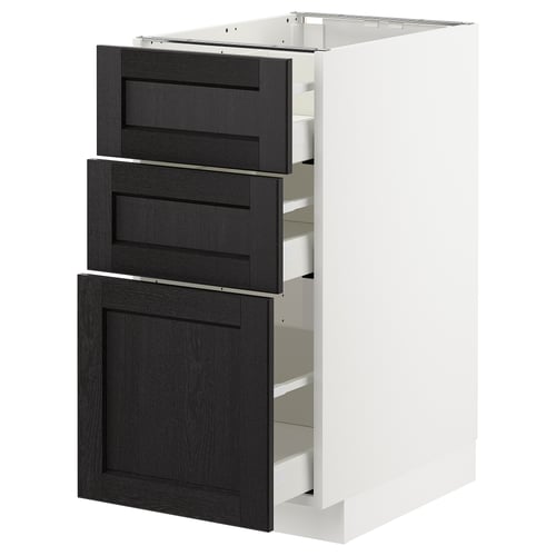 Armoire de cuisine moderne de la ligne ikeas METOD avec trois tiroirs en bois.