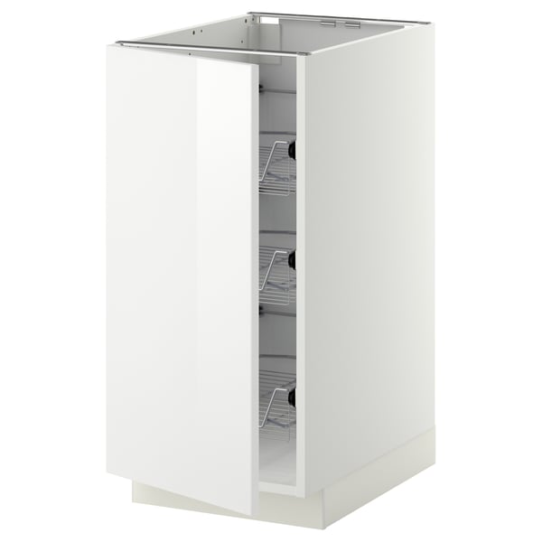 Armoire de cuisine blanche avec portes vitrées, étagères en métal, charnières en acier inoxydable.
