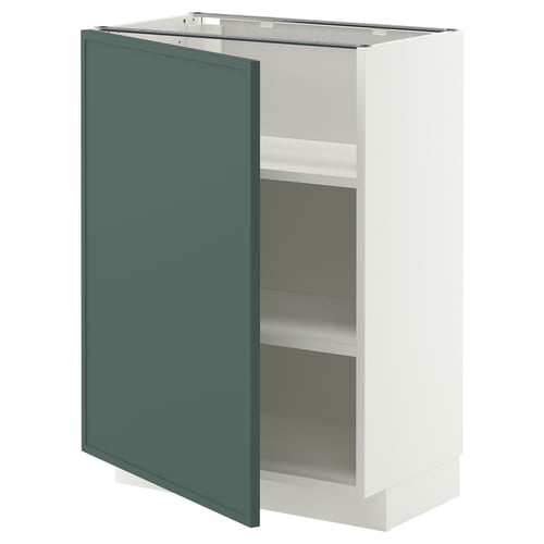 METOD Élément bas avec tablettes, blanc/Aspudden gris-vert foncé, 60x37 cm