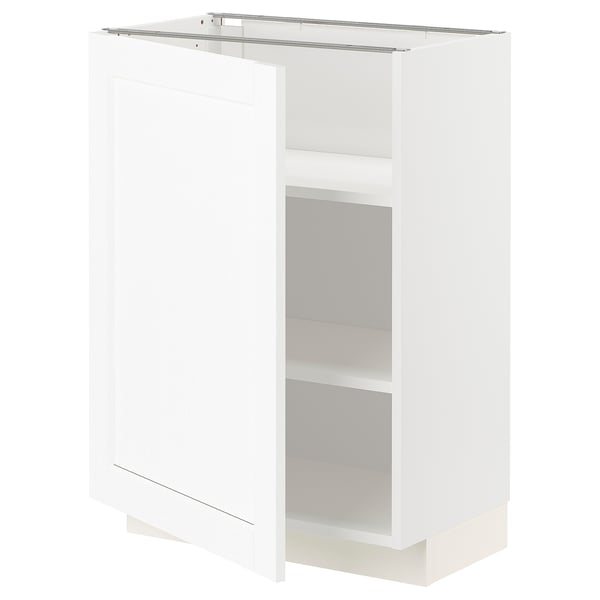Une armoire de cuisine METOD blanche avec des étagères réglables et un design moderne.