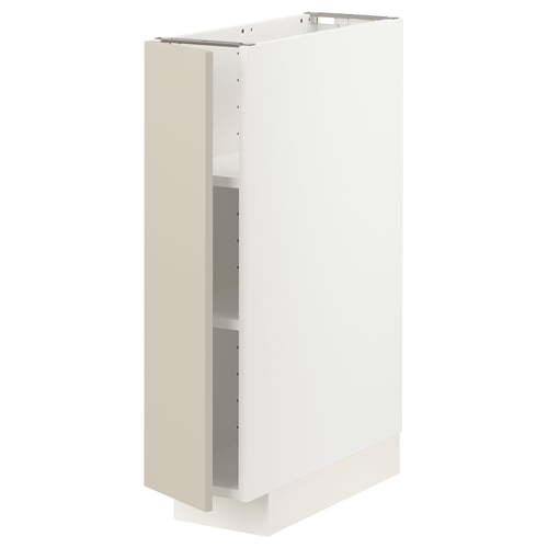 Meuble de cuisine METOD blanc avec porte beige, carré, étagère réglable.