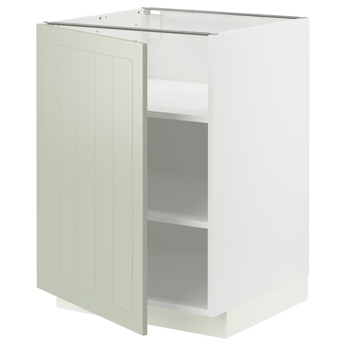 Armoire de cuisine METOD en bois vert avec 2 étagères.
