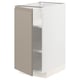 Meuble de cuisine bas METOD, blanc, porte gris-beige, étagères élégantes, modernes et réglables.