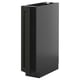 Armoire de cuisine noire aux bords biseautés, mince et rectangulaire, au design moderne.