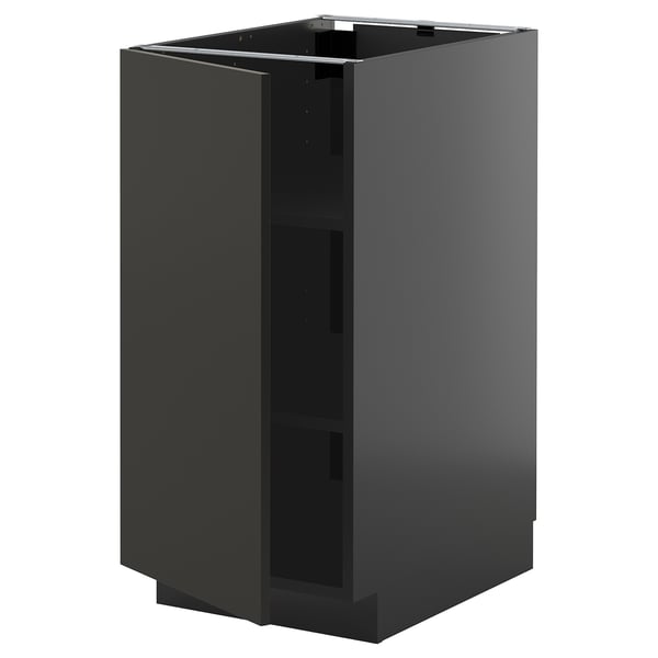 Armoire de cuisine METOD noire brillante avec porte large unique, design élégant.