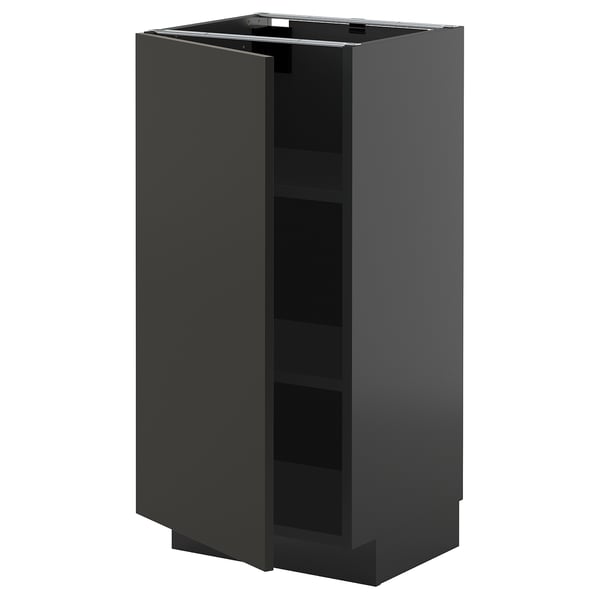 Un meuble de cuisine METOD noir avec une finition mate élégante et une seule porte.