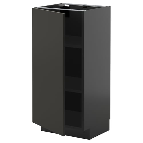 Un meuble de cuisine METOD noir avec une finition mate élégante et une seule porte.