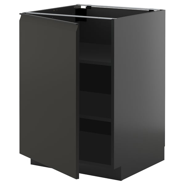 Armoire moderne ikea METOD noire avec poignée élégante et étagères réglables.