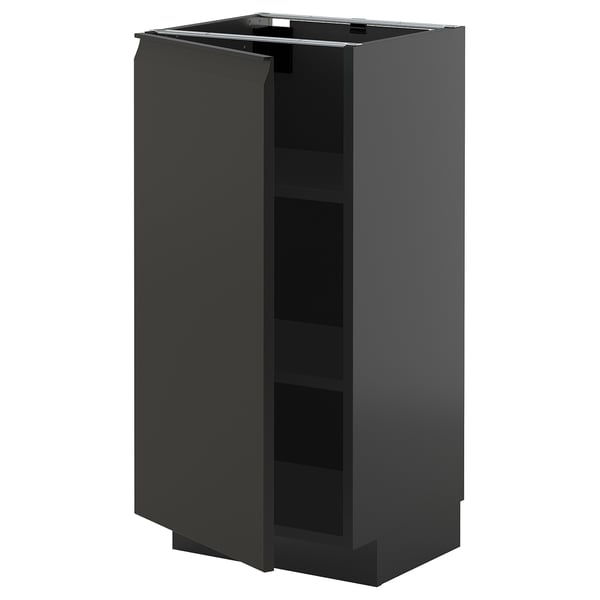 Armoire de cuisine METOD, noir, carré, design moderne, finition mate, étagères réglables.