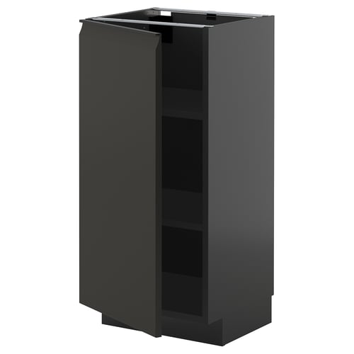 Armoire de cuisine METOD, noir, carré, design moderne, finition mate, étagères réglables.