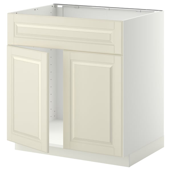 Armoire de cuisine METOD, blanc cassé, design classique, portes à panneaux plats, forme carrée.