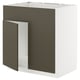 Armoire de cuisine moderne en marron et blanc, de forme rectangulaire au design minimaliste.