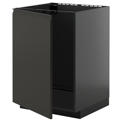 Armoire de cuisine noire avec finition lisse et design moderne, faisant partie du système METOD.