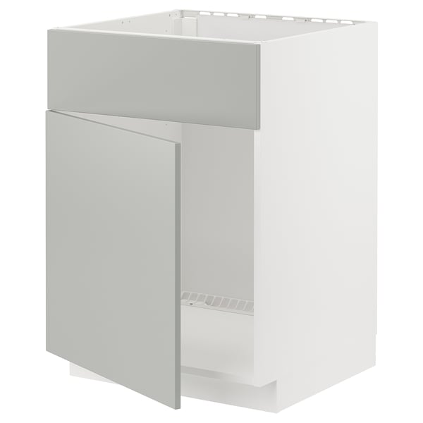 Armoire de cuisine METOD blanche avec façade havstorp grise, rectangulaire, design moderne.