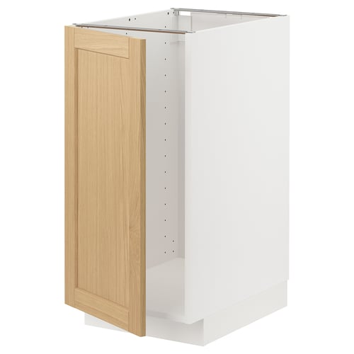 Armoire de cuisine METOD - placage blanc et chêne, rectangulaire avec porte unique.
