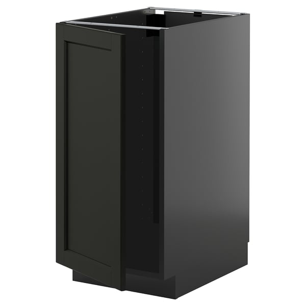 Armoire de cuisine noire METOD, rectangulaire, en bois de frêne, design traditionnel moderne.
