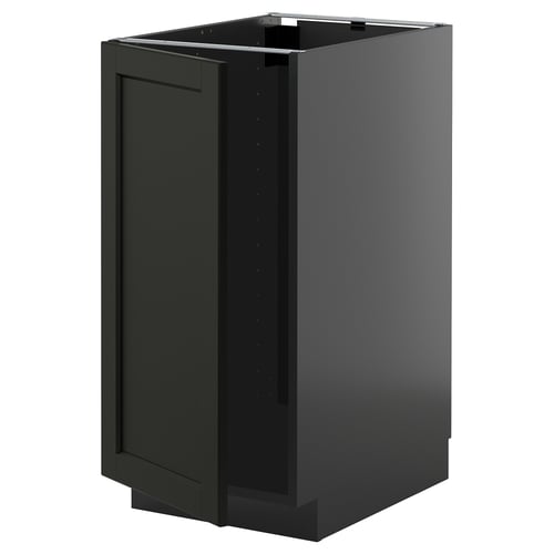 Armoire de cuisine noire METOD, rectangulaire, en bois de frêne, design traditionnel moderne.