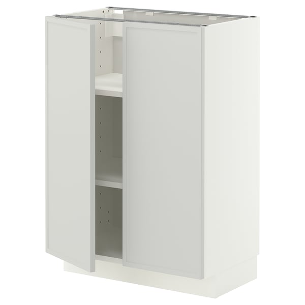 METOD Élément bas tablette/2portes, blanc/Aspudden gris clair, 60x37 cm