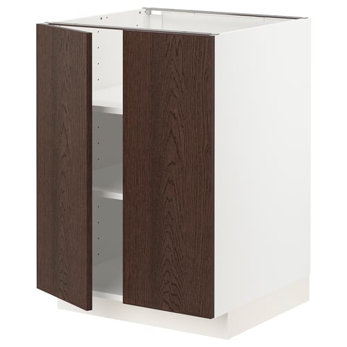 Armoire METOD en placage de chêne brun foncé avec étagères réglables, design moderne.