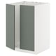 Meuble de cuisine METOD en gris-vert avec cadre blanc, rectangulaire, design moderne.