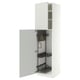 METOD Élément haut + rangements prod entr, blanc/Aspudden gris clair, 60x60x220 cm
