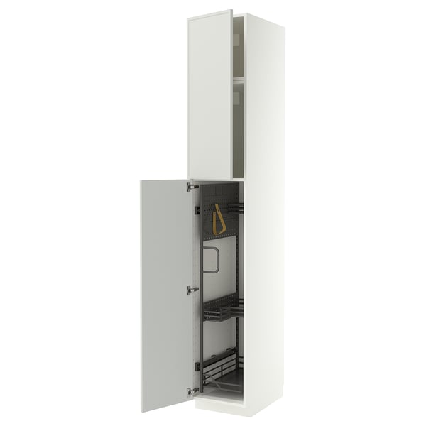 METOD Élément haut + rangements prod entr, blanc/Aspudden gris clair, 40x60x240 cm
