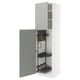 Armoire blanche METOD avec porte grise, ouverte sur des étagères.