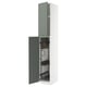 Armoire de cuisine moderne METOD blanche et verte avec porte ouverte et étagères de rangement.