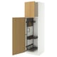 METOD Élément haut + rangements prod entr, blanc/Sinarp plaqué chêne, 60x60x200 cm