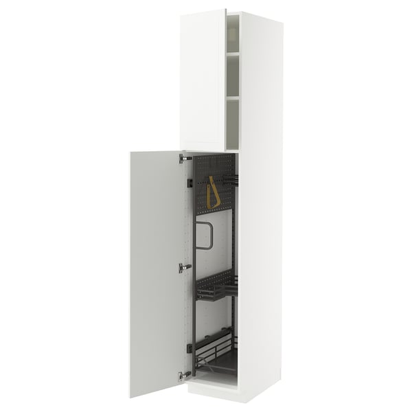 Armoire de cuisine blanche METOD, rangement coulissant, espace intérieur organisé.