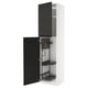 Armoire METOD blanche moderne avec portes noires mates, ouverte montrant l’organisateur.