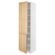 Armoire de cuisine METOD, blanc et chêne, haute, deux portes, étagères réglables, design classique moderne.