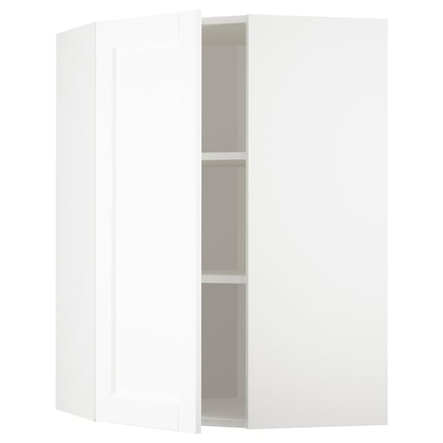 Armoire d’angle METOD blanche, design minimaliste, étagères réglables.