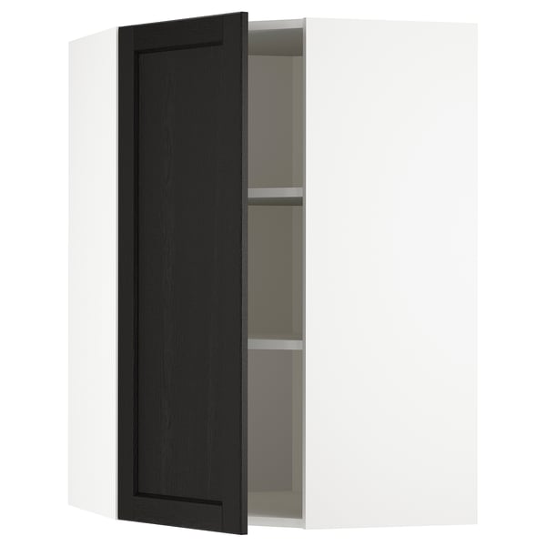 Meuble de cuisine METOD avec porte et étagères marron foncé.